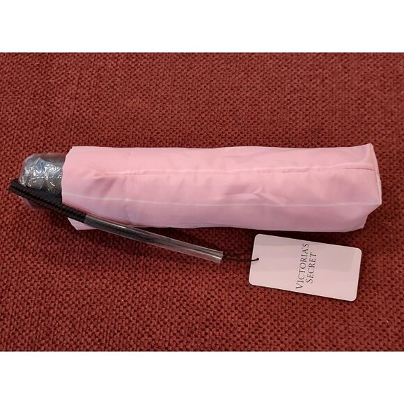 Victoria's Secret Pink Mini Striped Portable Logo Compact Travel Umbrella - Picture 3 of 6